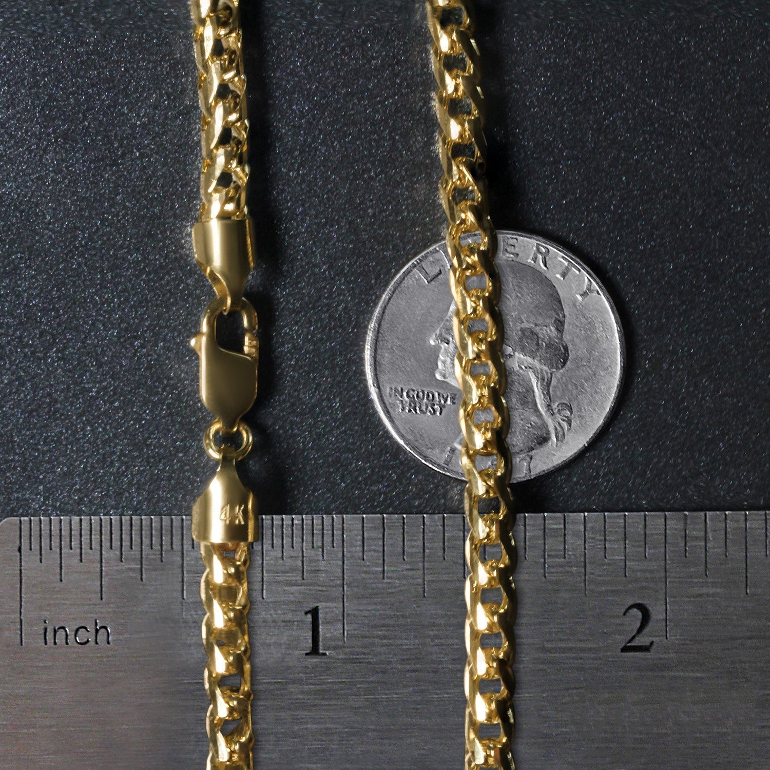 14k Yellow Solid Gold Diamond Cut Round Franco Chain (4.60 mm) - Coolpeacock