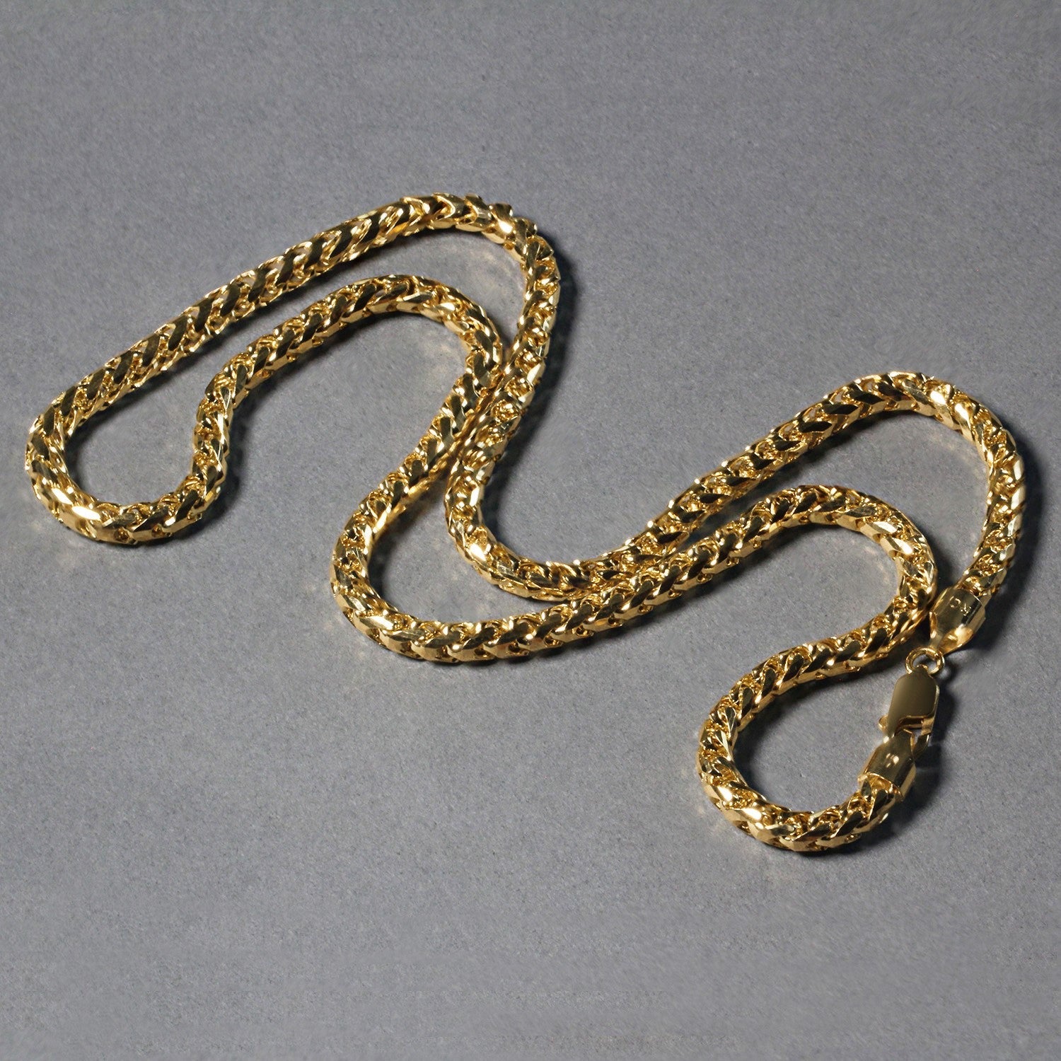14k Yellow Solid Gold Diamond Cut Round Franco Chain (4.60 mm) - Coolpeacock