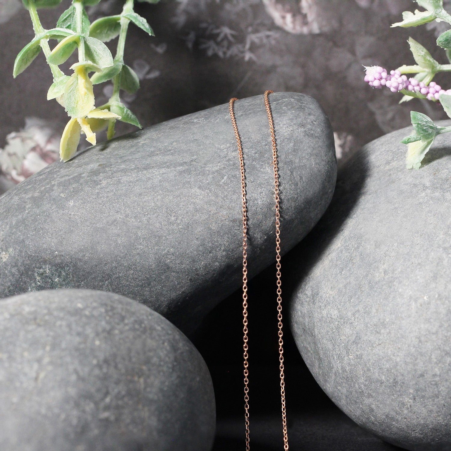 18k Rose Gold Diamond Cut Cable Link Chain (0.75 mm) - Coolpeacock