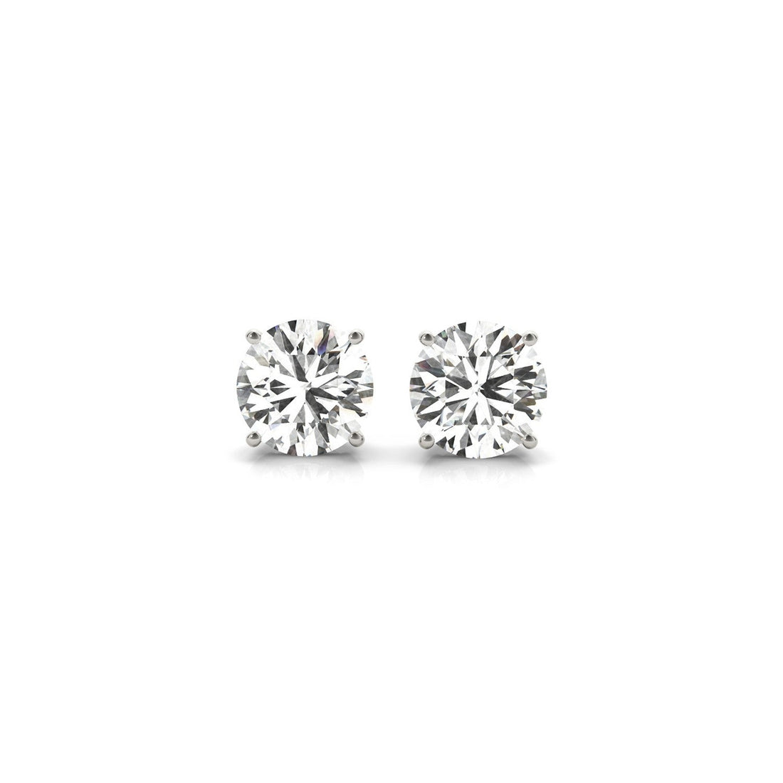2 cttw Certified IGI Lab Grown Round Diamond Stud Earrings 14k White Gold (G/VS2) - Coolpeacock
