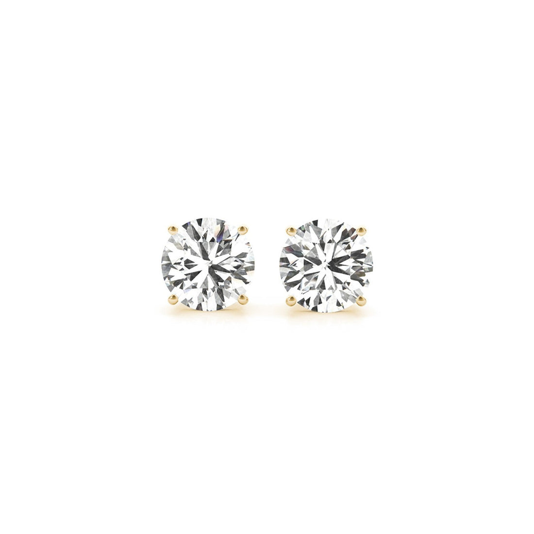 2 cttw Certified IGI Lab Grown Round Diamond Stud Earrings 14k Yellow Gold (G/VS2) - Coolpeacock