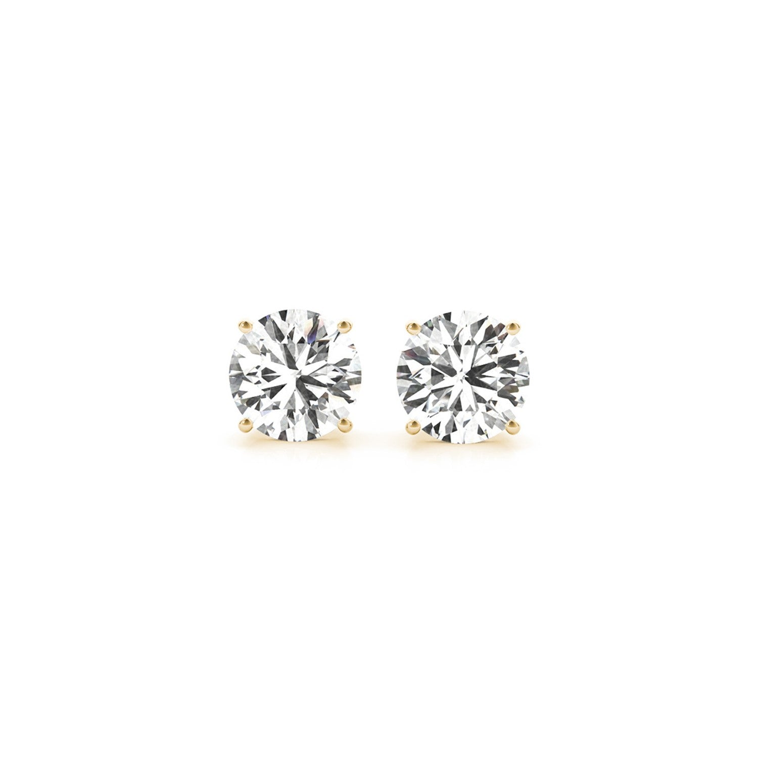 2 cttw Certified IGI Lab Grown Round Diamond Stud Earrings 14k Yellow Gold (G/VS2) - Coolpeacock