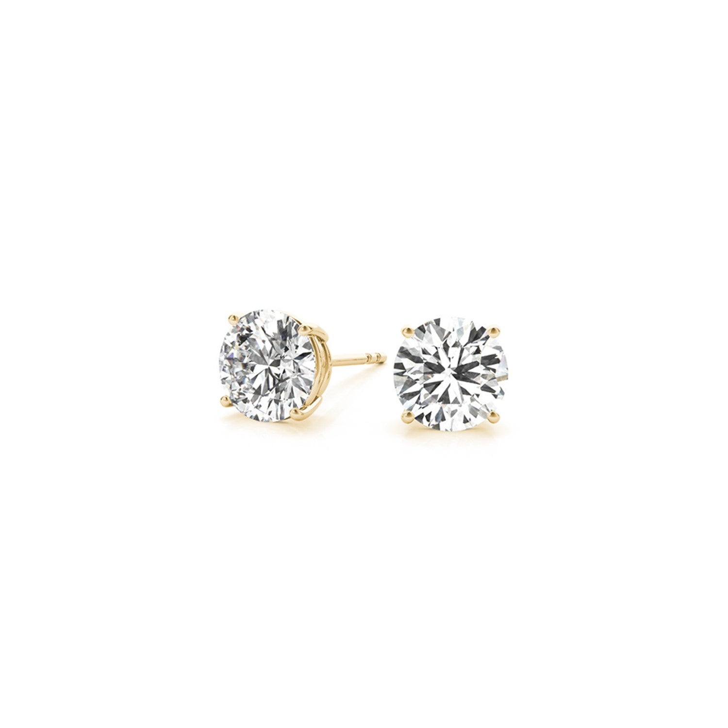 2 cttw Certified IGI Lab Grown Round Diamond Stud Earrings 14k Yellow Gold (G/VS2) - Coolpeacock