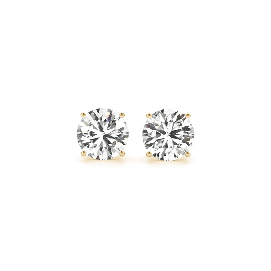3 cttw Certified IGI Lab Grown Round Diamond Stud Earrings 14k Yellow Gold (G/VS2) - Coolpeacock