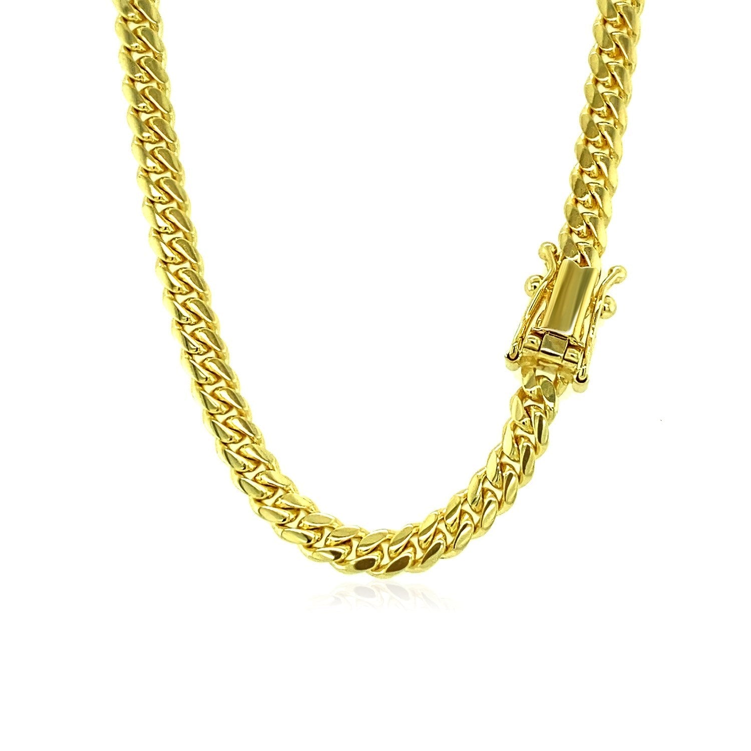 3.9mm 10k Yellow Gold Classic Miami Cuban Solid Chain - Coolpeacock