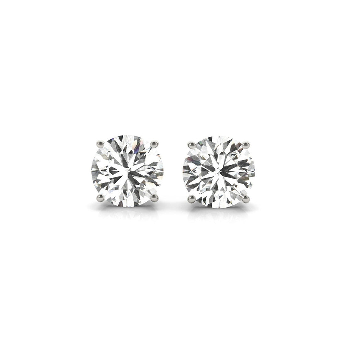 4 cttw Certified IGI Lab Grown Round Diamond Stud Earrings 14k White Gold (G/VS2) - Coolpeacock