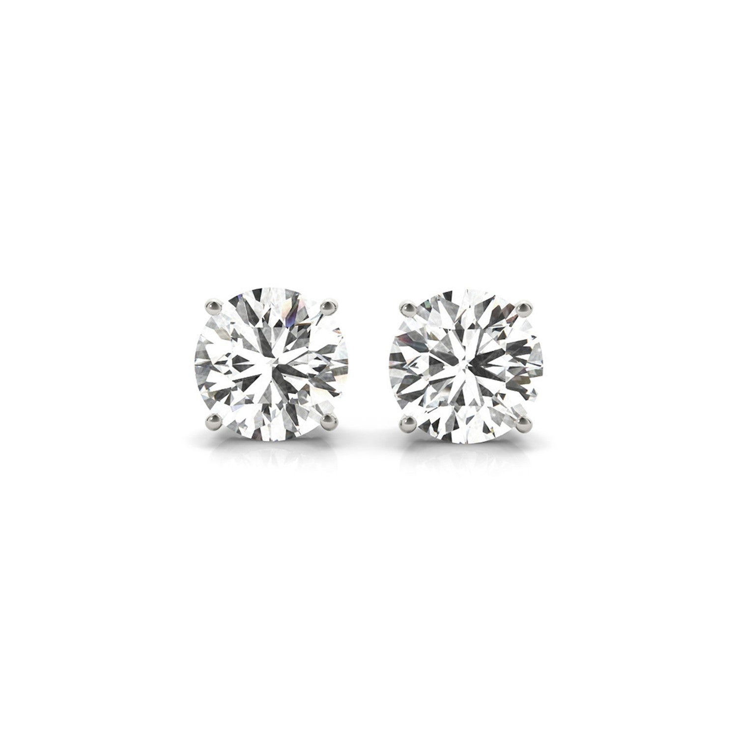 4 cttw Certified IGI Lab Grown Round Diamond Stud Earrings 14k White Gold (G/VS2) - Coolpeacock