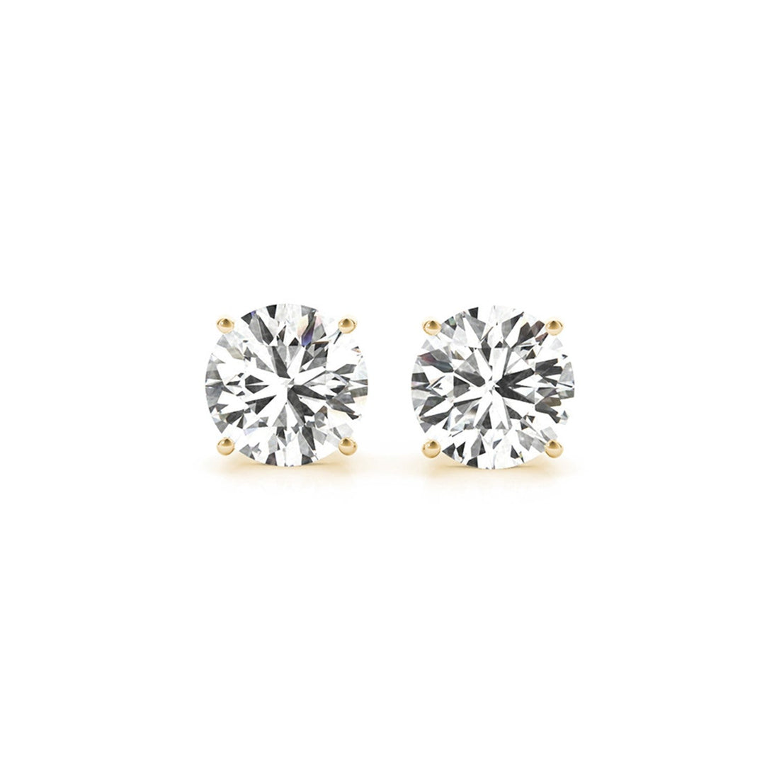 4 cttw Certified IGI Lab Grown Round Diamond Stud Earrings 14k Yellow Gold (G/VS2) - Coolpeacock