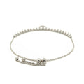 Adjustable Bead Bracelet with Round Charm and Cubic Zirconias in Sterling Silver - Coolpeacock