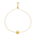 Adjustable Bracelet with Shiny Circle in 14k Yellow Gold (7.50 mm) - Coolpeacock