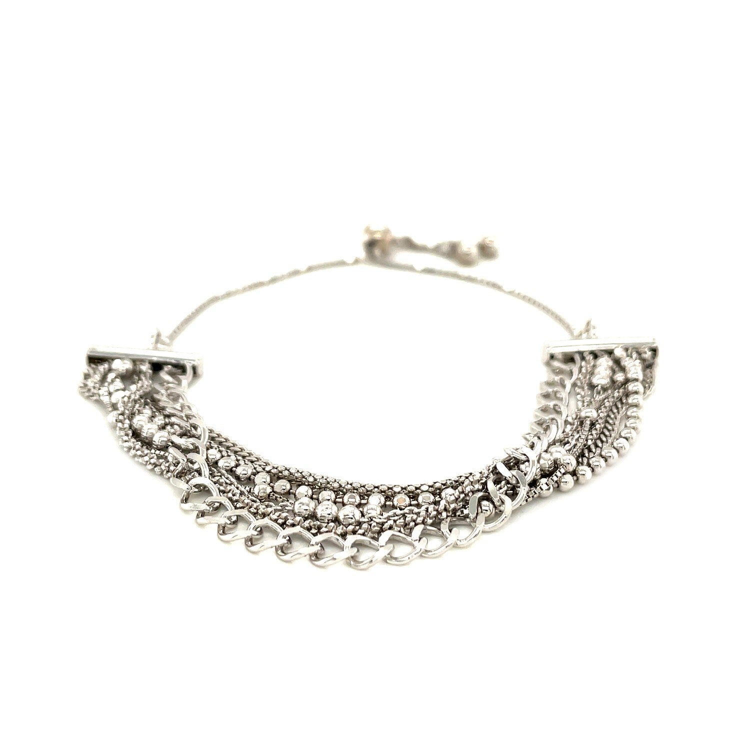 Adjustable Multi Chain Bracelet in Sterling Silver (15.00 mm) - Coolpeacock