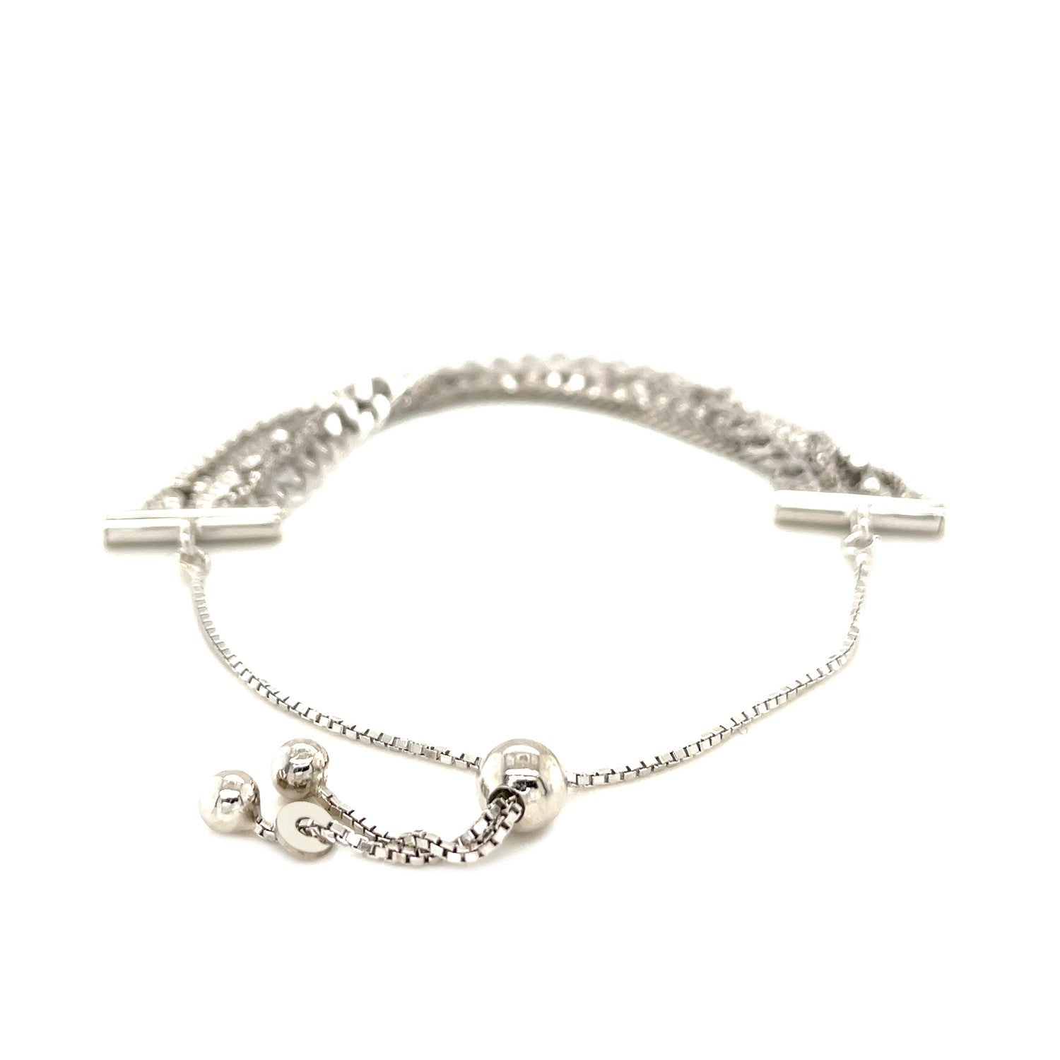 Adjustable Multi Chain Bracelet in Sterling Silver (15.00 mm) - Coolpeacock