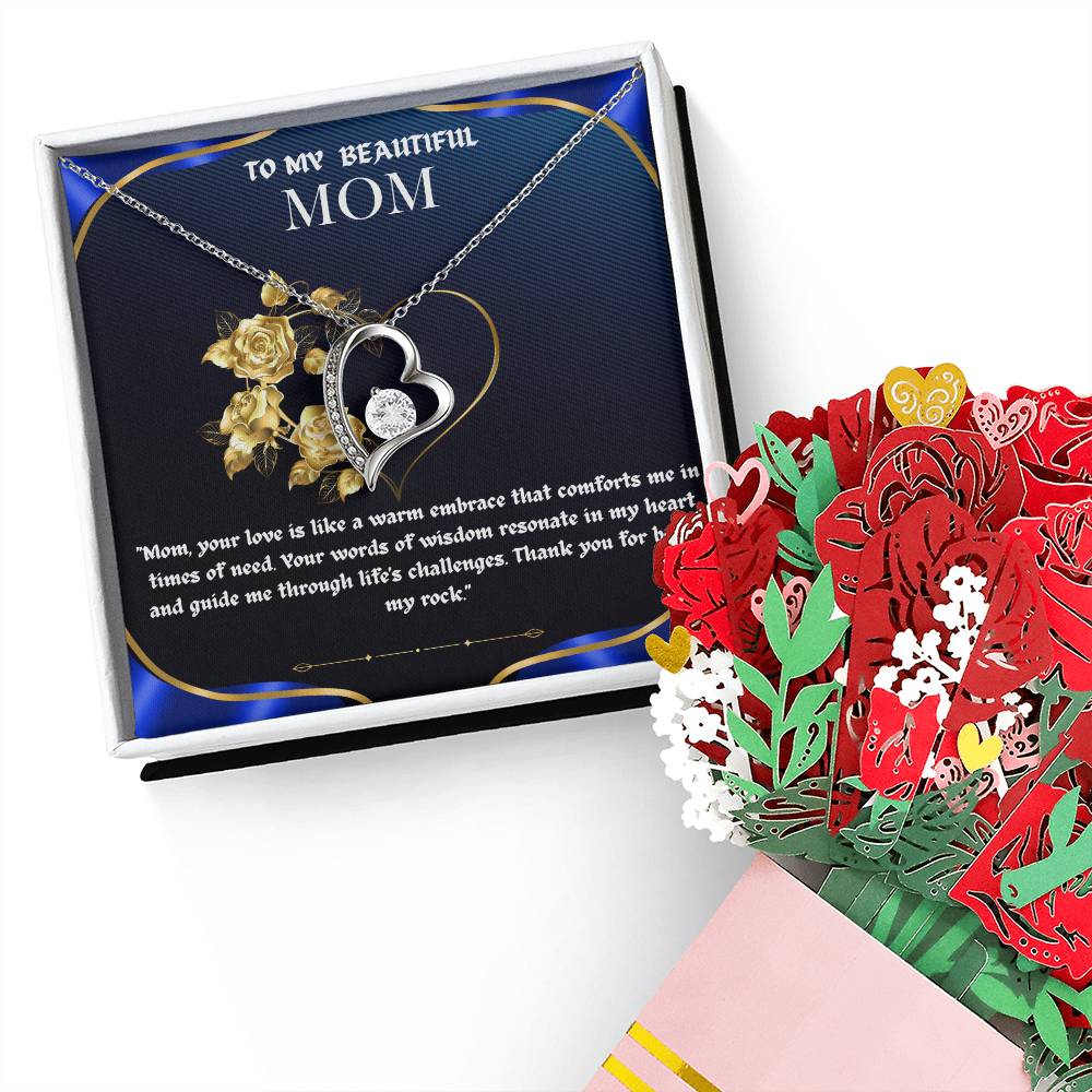 Forever Love Necklace + Flower Bouquet Bundle for MOM