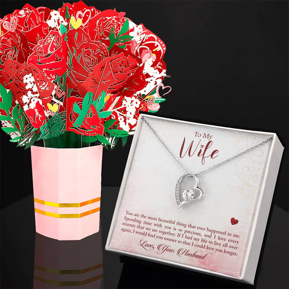 Forever Love Necklace + Sweet Devotion Flower Bouquet Bundle FOR WIFE