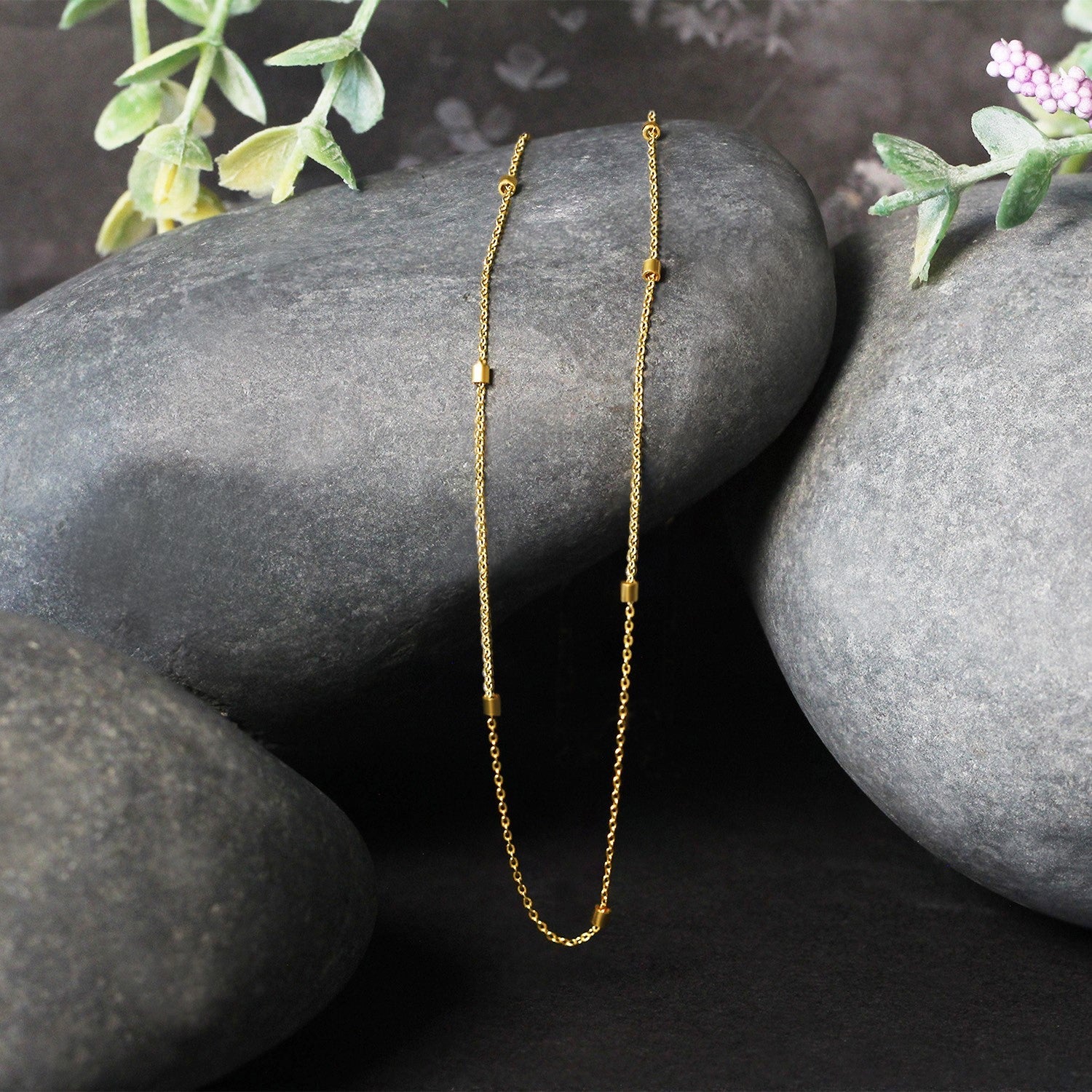 Bead Links Pendant Chain in 14k Yellow Gold (1.50 mm) - Coolpeacock