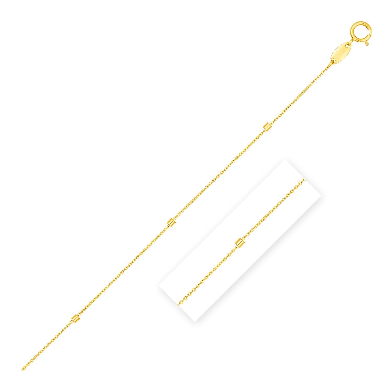 Bead Links Pendant Chain in 14k Yellow Gold (1.50 mm) - Coolpeacock