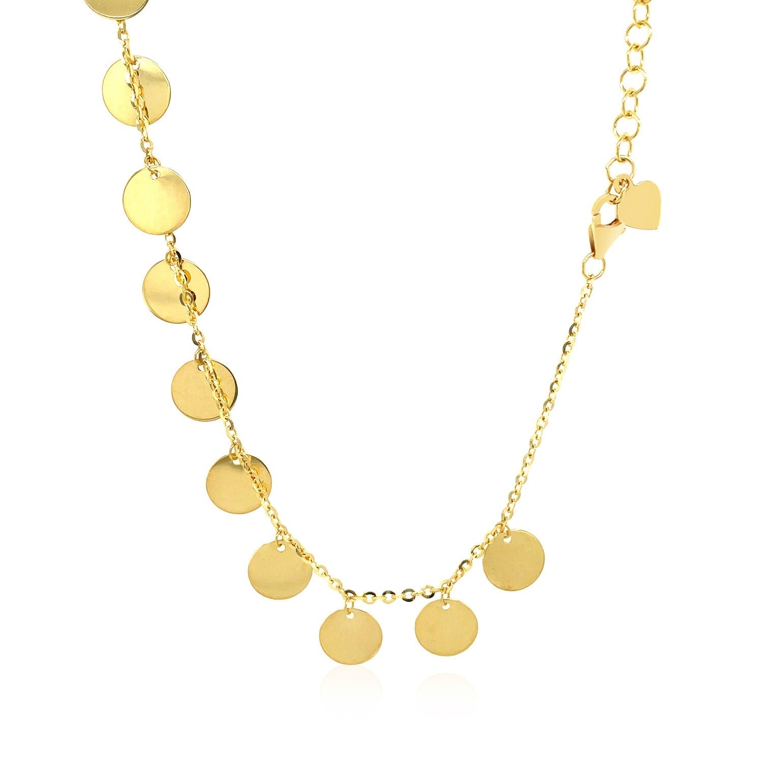 Choker Necklace with Polished Discs in 14k Yellow Gold - Coolpeacock