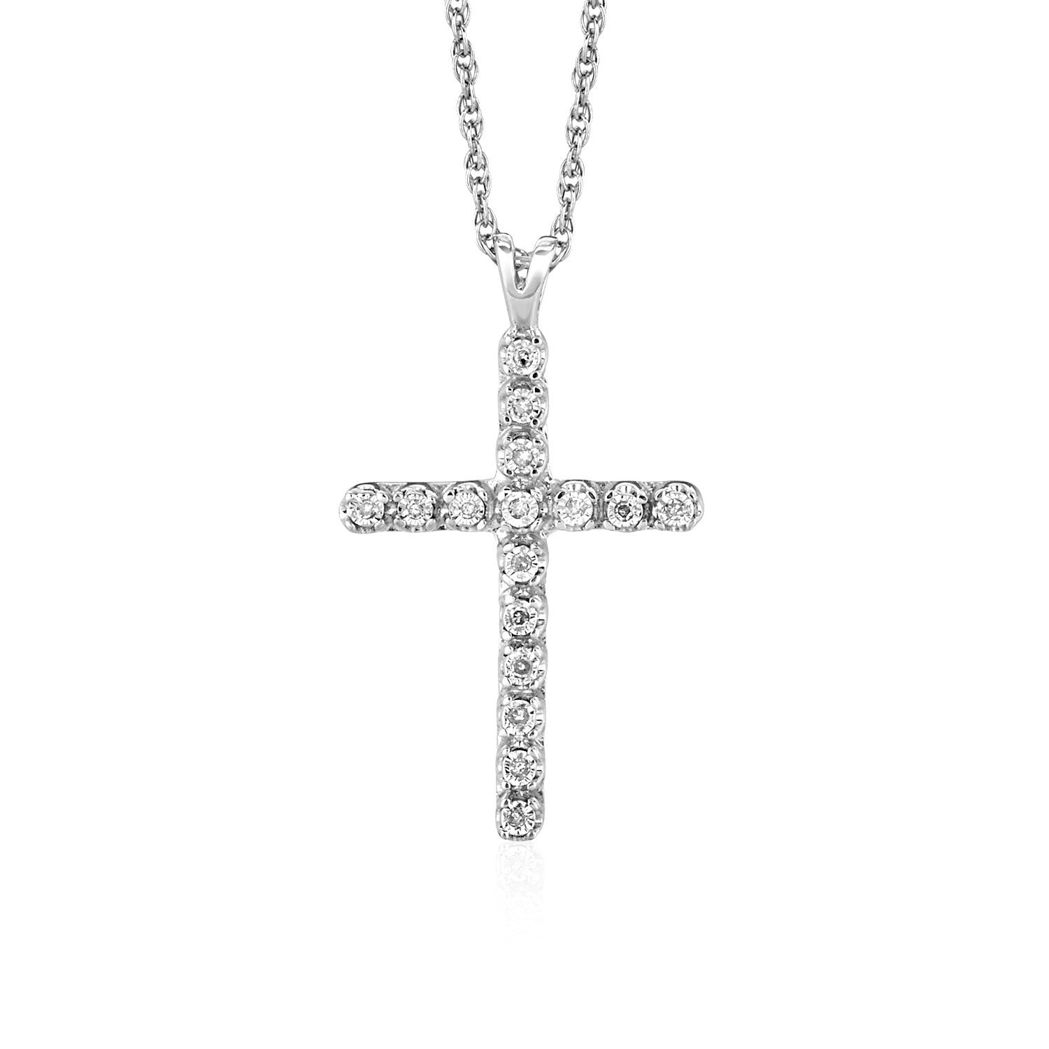 Cross Pendant with Diamonds in Sterling Silver - Coolpeacock