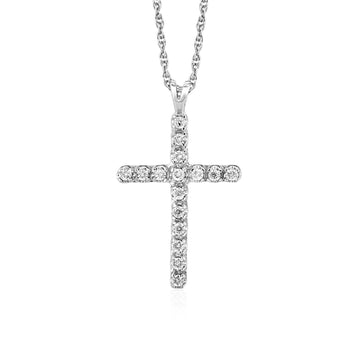 Cross Pendant with Diamonds in Sterling Silver - Coolpeacock