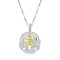 Designer Sterling Silver and 14k Yellow Gold Sand Dollar Pendant - Coolpeacock