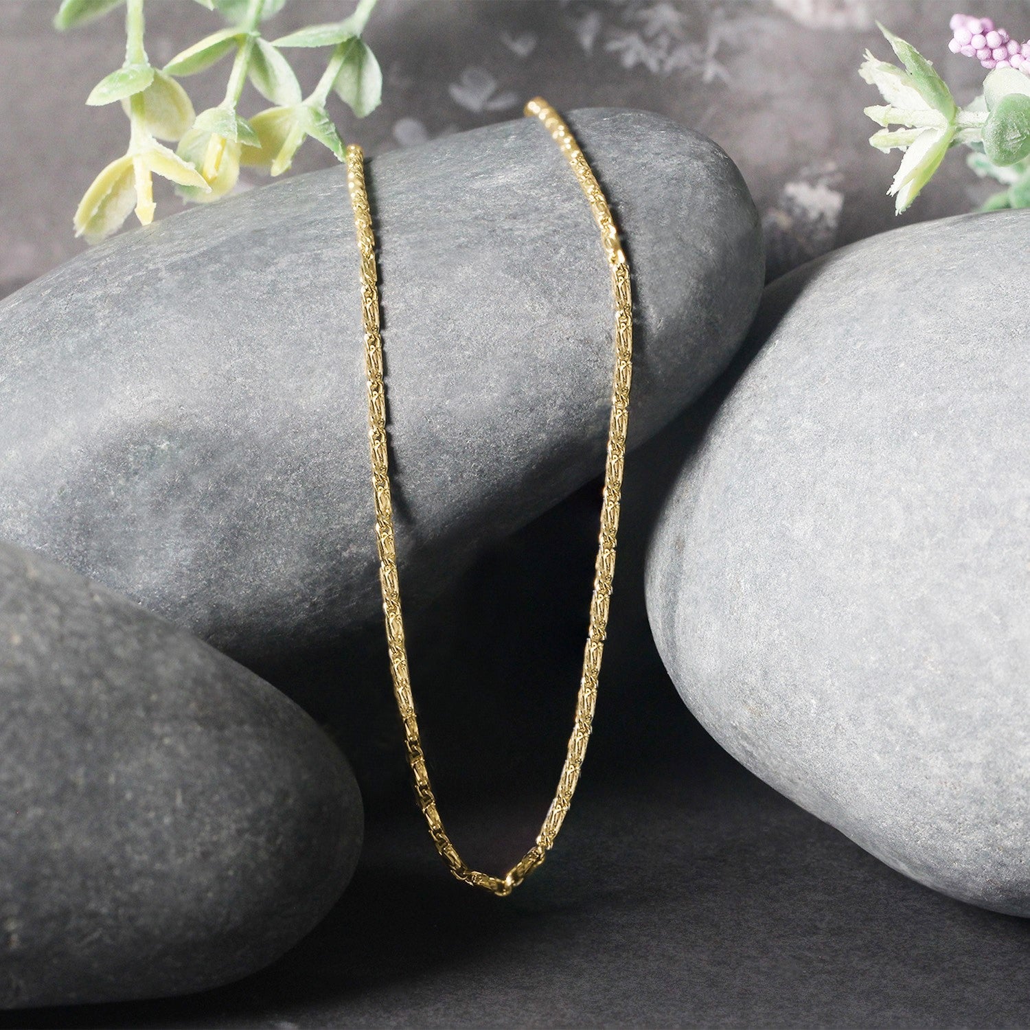 Diamond Cut Fancy Links Pendant Chain in Yellow Gold (1.50 mm) - Coolpeacock