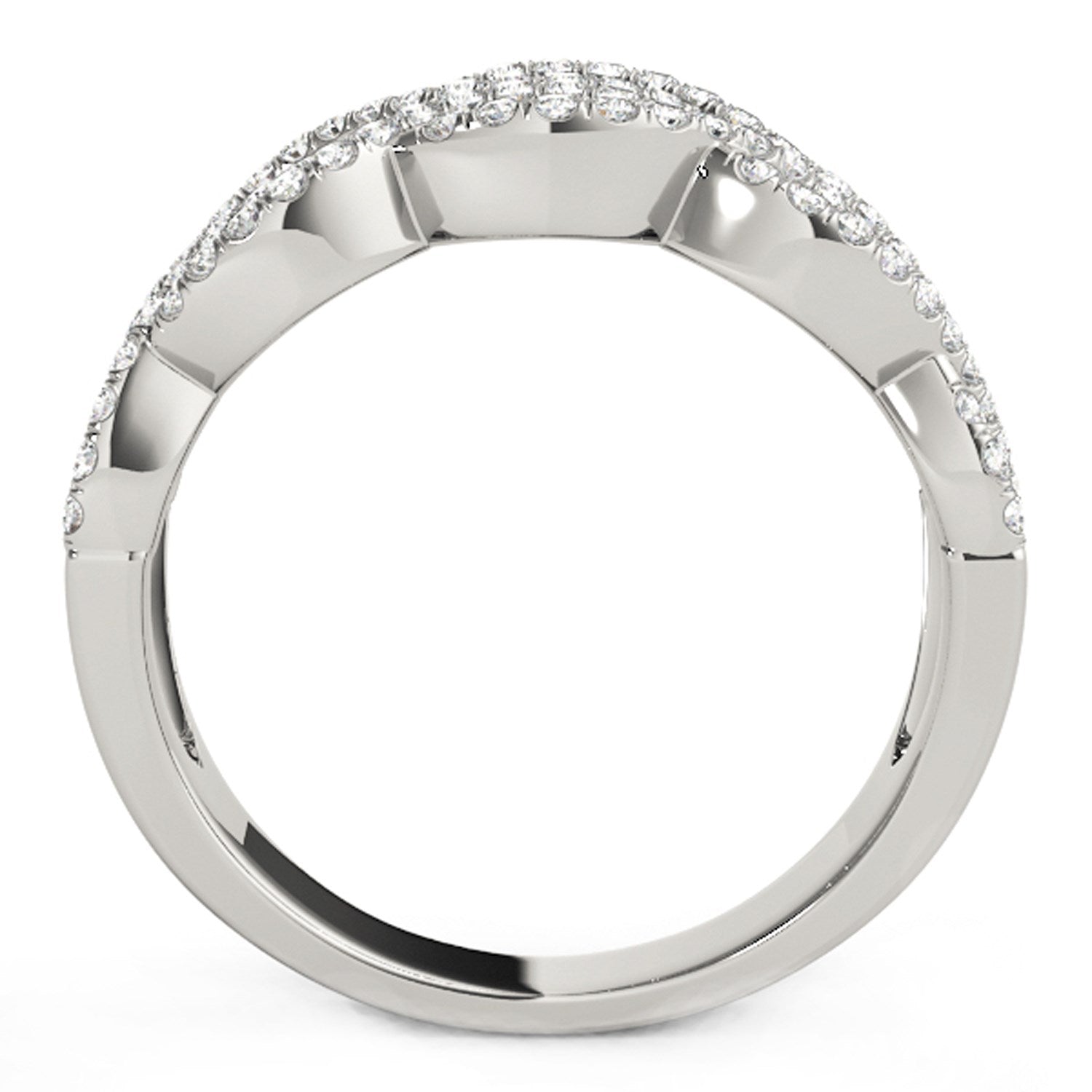 Diamond Studded Double Interlocking Waves Ring in 14k White Gold (5/8 cttw) - Coolpeacock