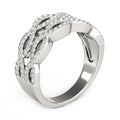 Diamond Studded Double Interlocking Waves Ring in 14k White Gold (5/8 cttw) - Coolpeacock