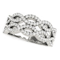 Diamond Studded Double Interlocking Waves Ring in 14k White Gold (5/8 cttw) - Coolpeacock