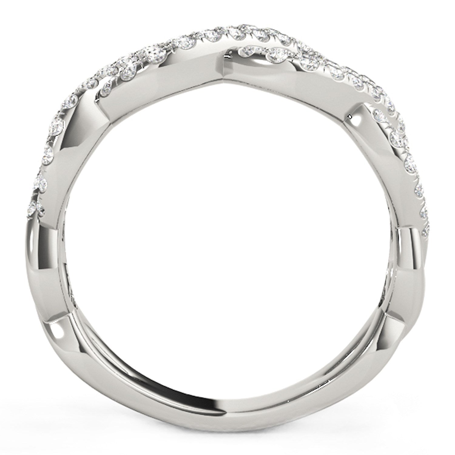 Diamond Studded Interlocking Waves Ring in 14k White Gold (5/8 cttw) - Coolpeacock