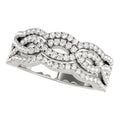 Diamond Studded Ring with Four Curves in 14k White Gold (5/8 cttw) - Coolpeacock