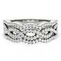 Diamond Studded Ring with Four Curves in 14k White Gold (5/8 cttw) - Coolpeacock