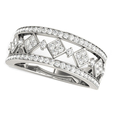 Diamond Studded Square Motif Ring in 14k White Gold (1/2 cttw) - Coolpeacock