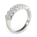 Diamond Studded Wide Multi - Diagonal Pattern Ring in 14k White Gold (5/8 cttw) - Coolpeacock