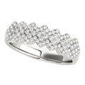 Diamond Studded Wide Multi - Diagonal Pattern Ring in 14k White Gold (5/8 cttw) - Coolpeacock