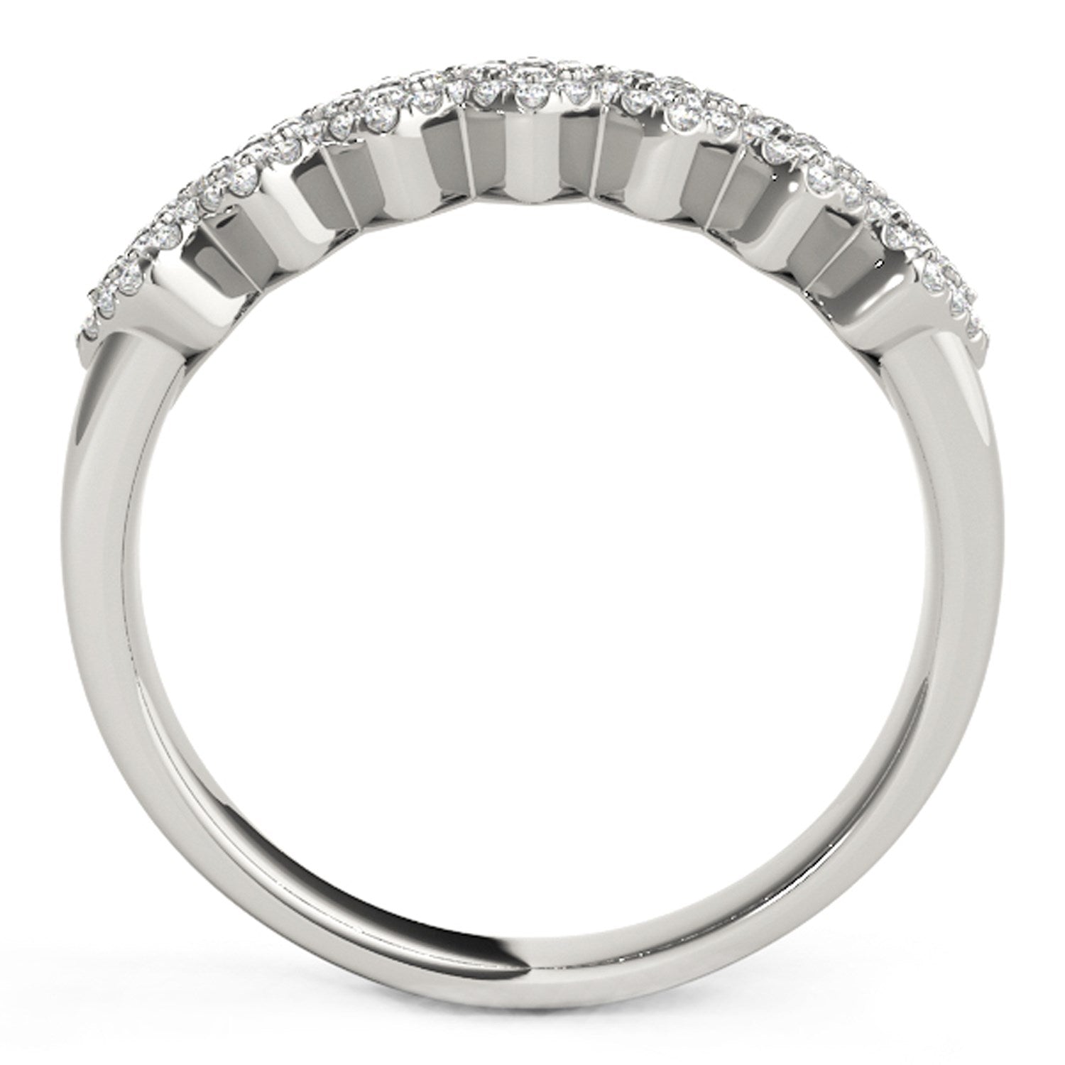 Diamond Studded Wide Multi - Diagonal Pattern Ring in 14k White Gold (5/8 cttw) - Coolpeacock