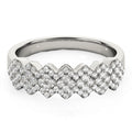 Diamond Studded Wide Multi - Diagonal Pattern Ring in 14k White Gold (5/8 cttw) - Coolpeacock