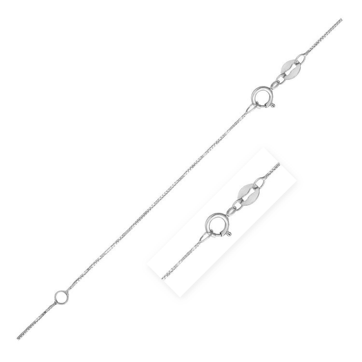 Double Extendable Box Chain in 14k White Gold (0.51 mm) - Coolpeacock