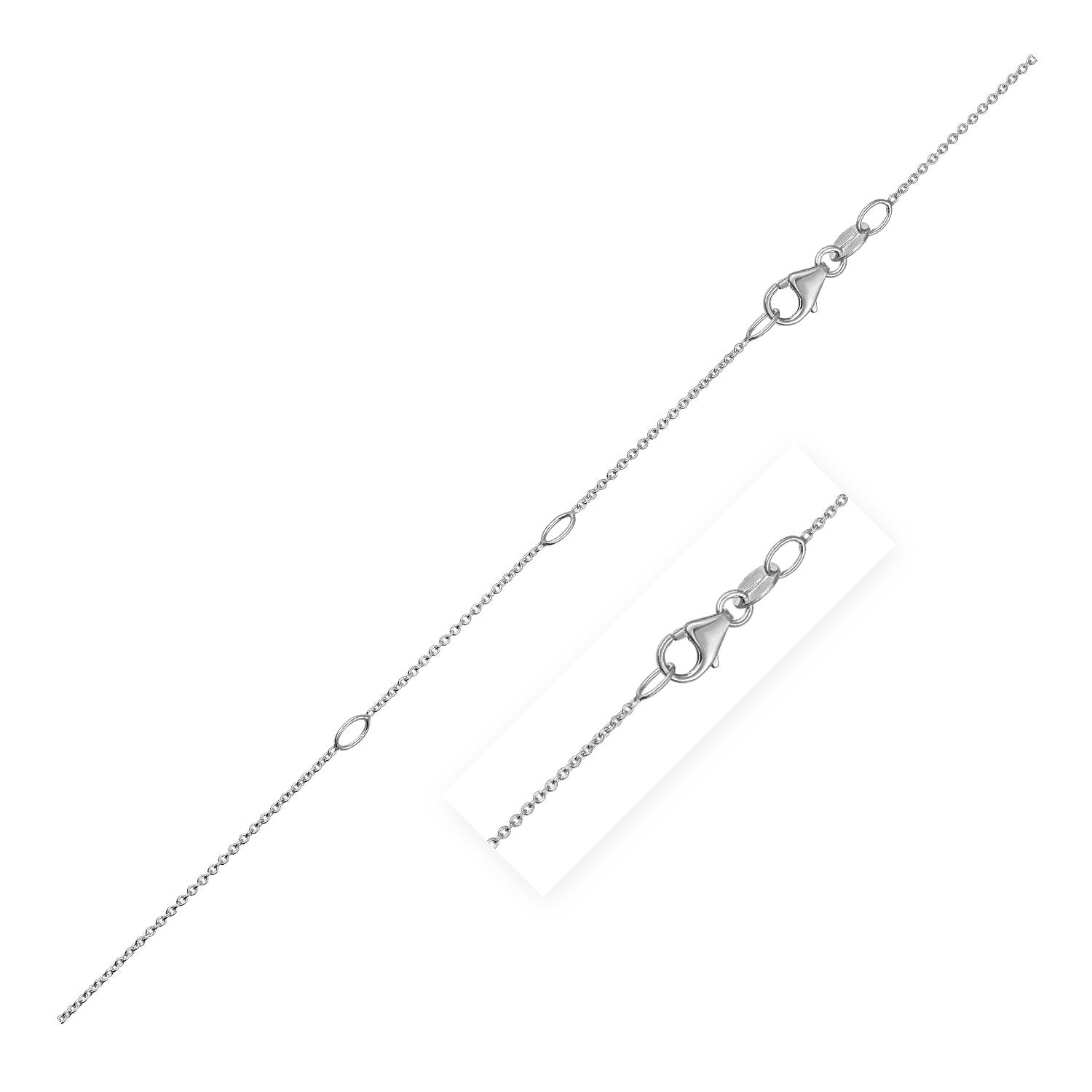 Double Extendable Cable Chain in 14k White Gold (0.85 mm) - Coolpeacock