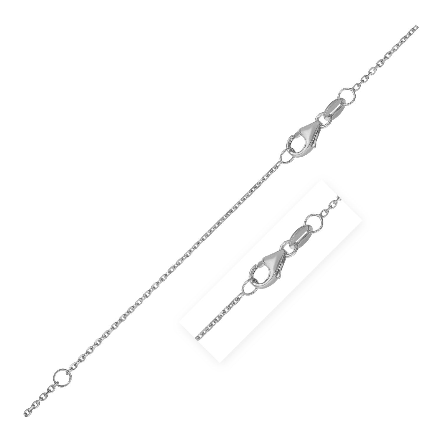 Double Extendable Diamond Cut Cable Chain in White Gold (0.87 mm) - Coolpeacock
