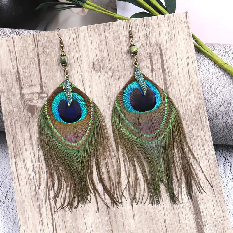 Elegant Peacock Plume Earrings - Coolpeacock