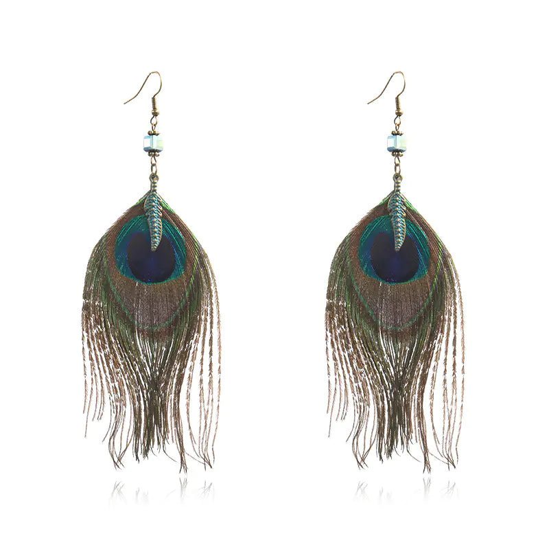 Elegant Peacock Plume Earrings - Coolpeacock
