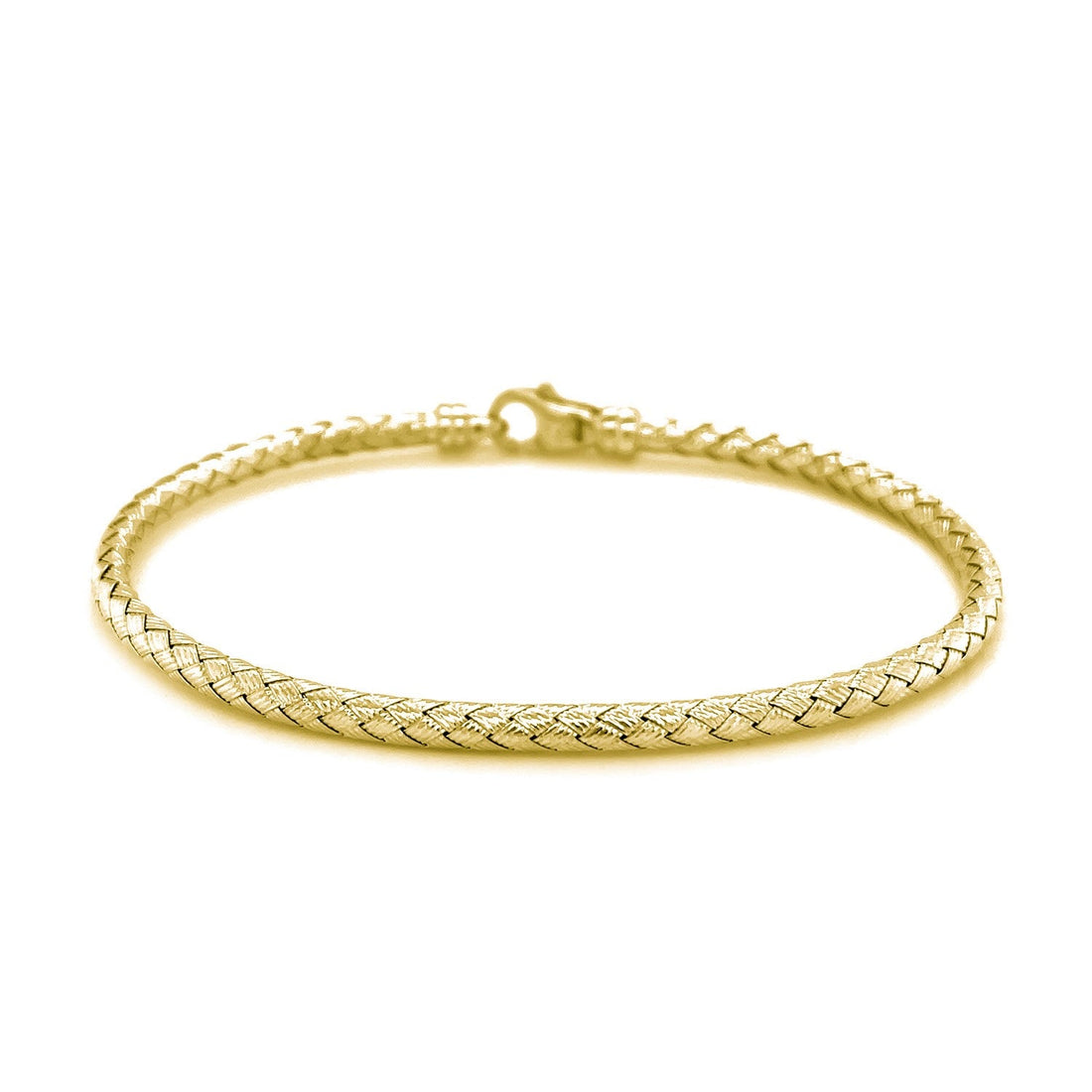 Fancy Weave Bangle in 14k Yellow Gold (3.00 mm) - Coolpeacock