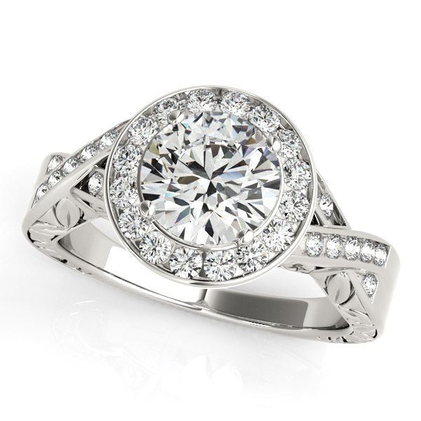 Halo Set Diamond Engagement Ring in 14k White Gold (1 5/8 cttw) - Coolpeacock