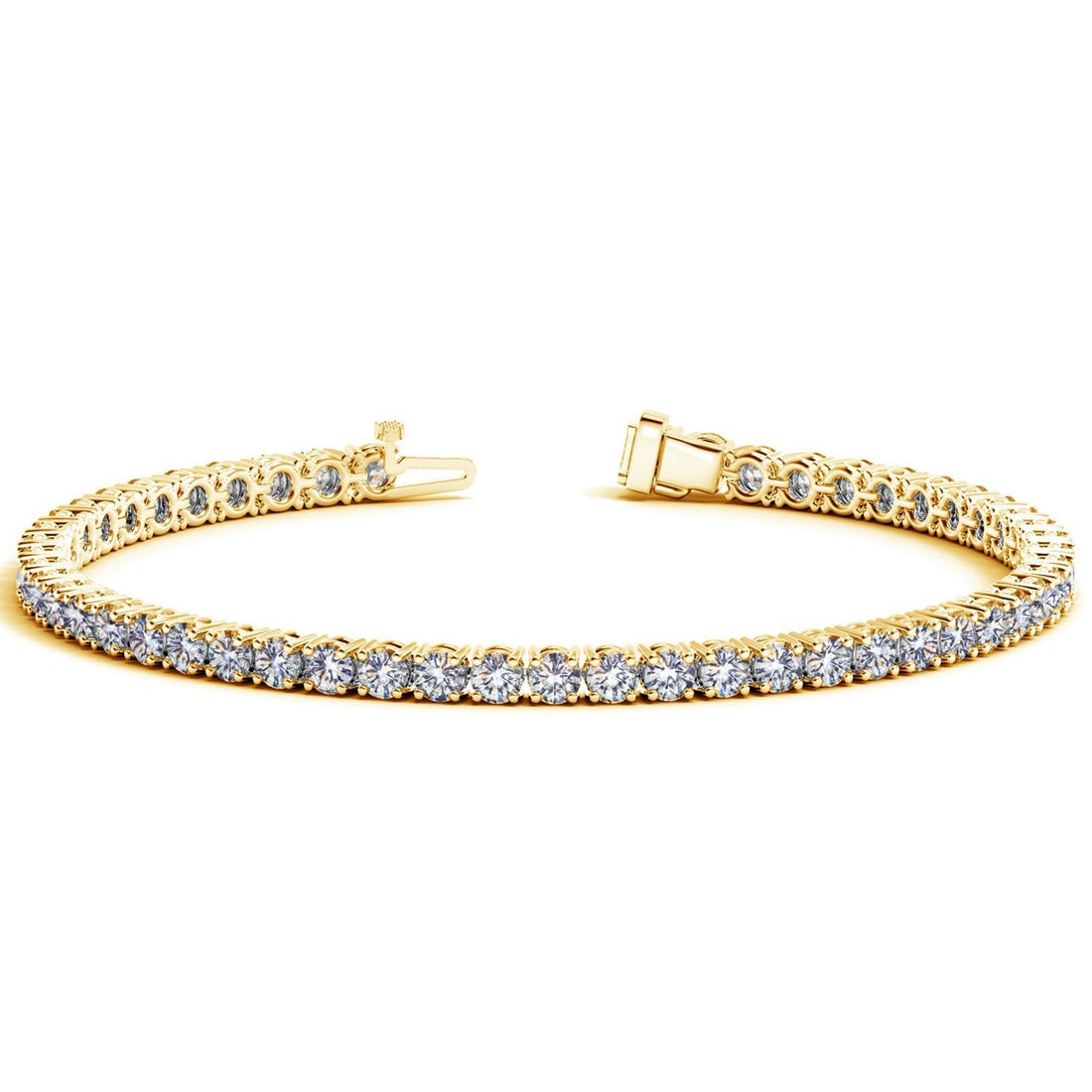 Lab Grown Round Diamond Tennis Bracelet in 14k Yellow Gold (7 cctw F/G VS2/SI1) - Coolpeacock
