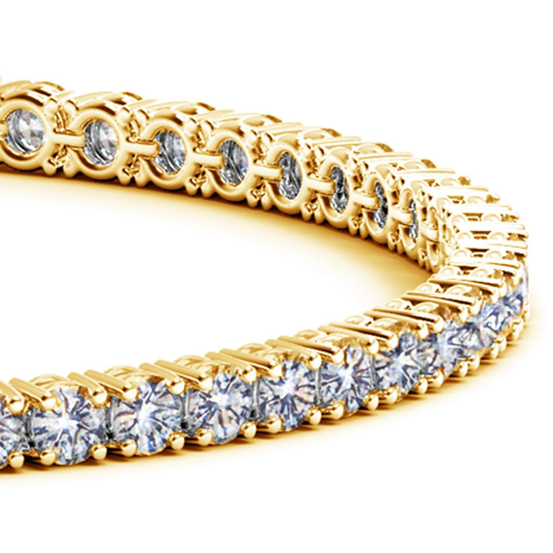 Lab Grown Round Diamond Tennis Bracelet in 14k Yellow Gold (7 cctw F/G VS2/SI1) - Coolpeacock