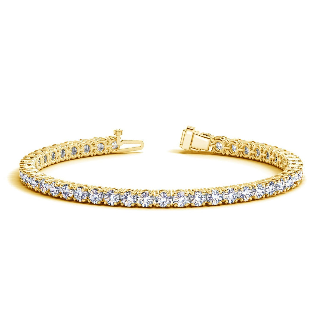 Lab Grown Round Diamond Tennis Bracelet in 14k Yellow Gold (8 cctw F/G VS2/SI1) - Coolpeacock