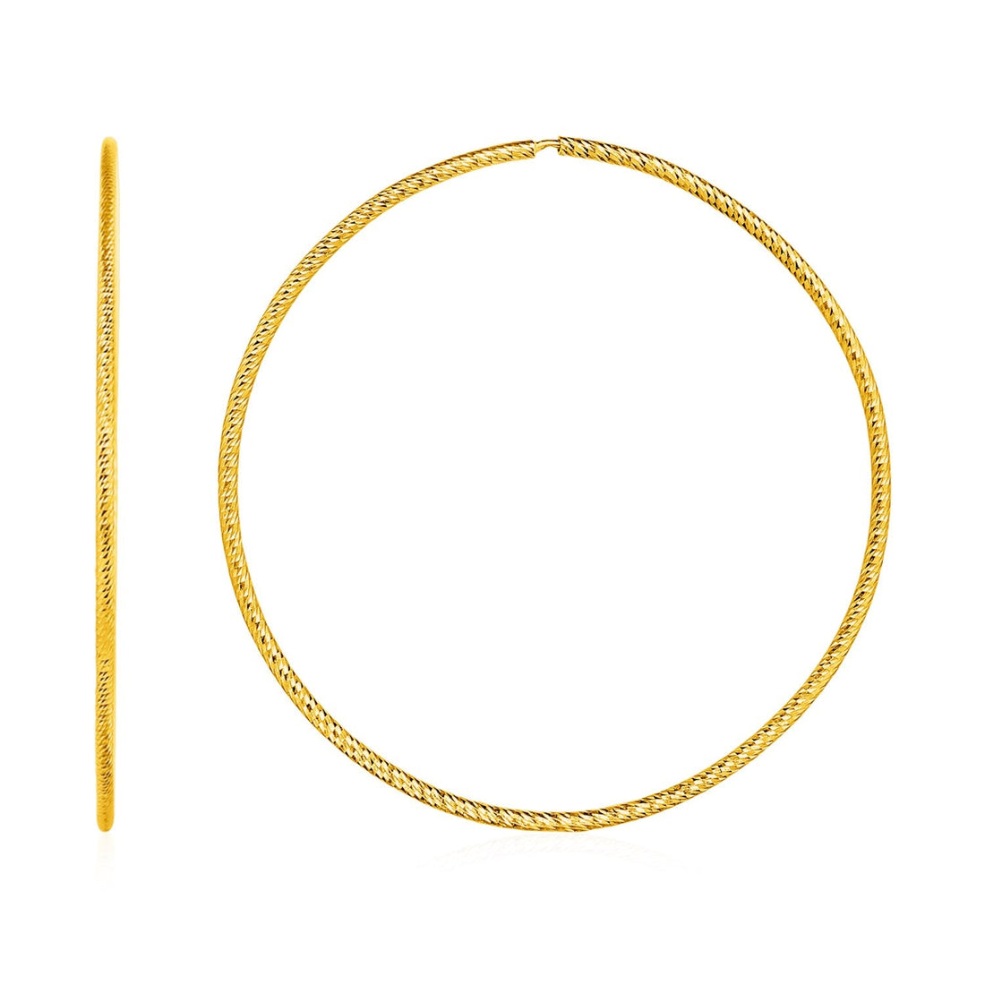 Large Endless Hoop Earrings in 14k Yellow Gold(1.2x50mm) - Coolpeacock