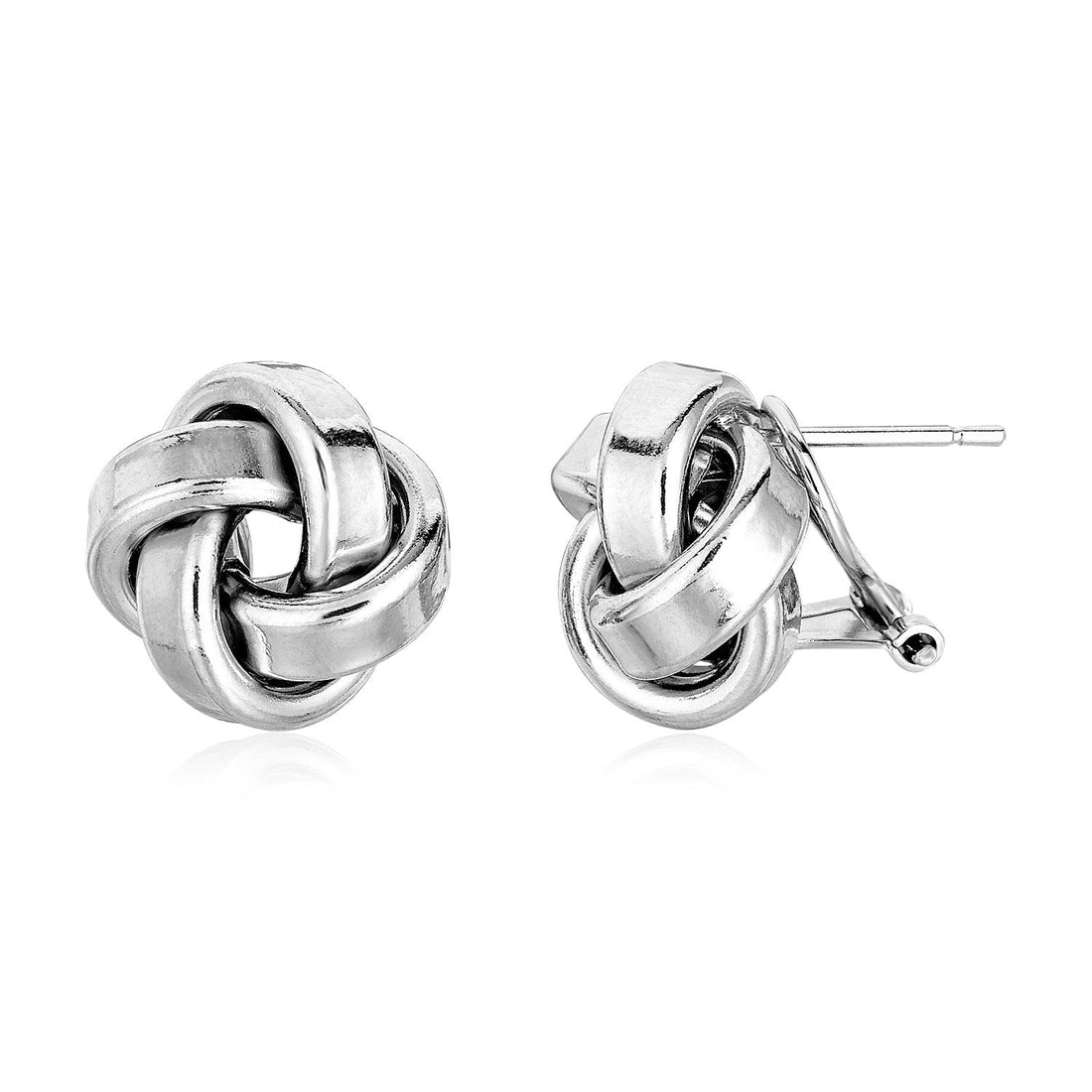 Large Sterling Silver Polished Love Knot Earrings(13mm) - Coolpeacock
