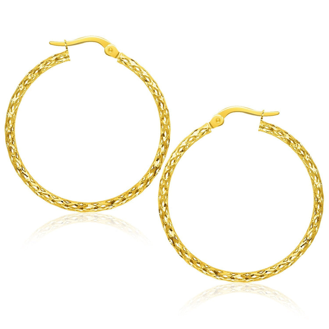Large Textured Hoop Earrings in 10k Yellow Gold - Coolpeacock