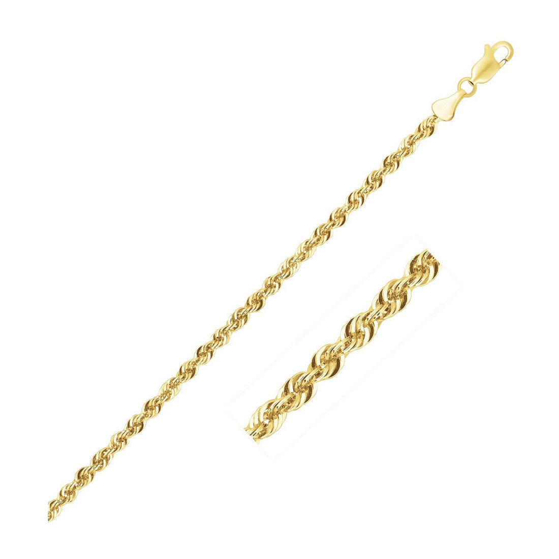 Lite Rope Chain Bracelet in 10k Yellow Gold (2.50 mm) - Coolpeacock